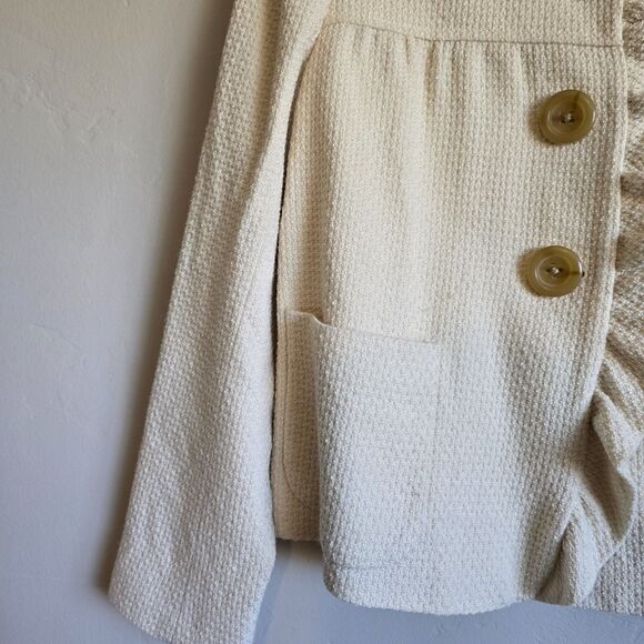J.Crew Fiona Ruffle Front Tweed Jacket in Cream Size 6 - Picture 7 of 7